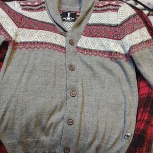 i jeans by Buffalo Gray and Red Cardigan Sweater
